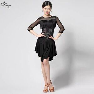 Elegant Black Sheer Sleeve Dress